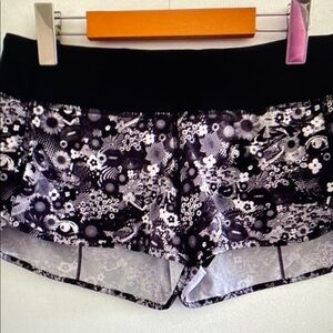 Floral Black and White Athletic Shorts